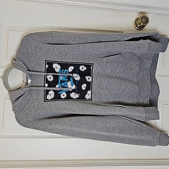 Vans Gray Turquoise Floral " Off The Wall" Hoodie Sweatshirt EUC Size Medium - Picture 5 of 11